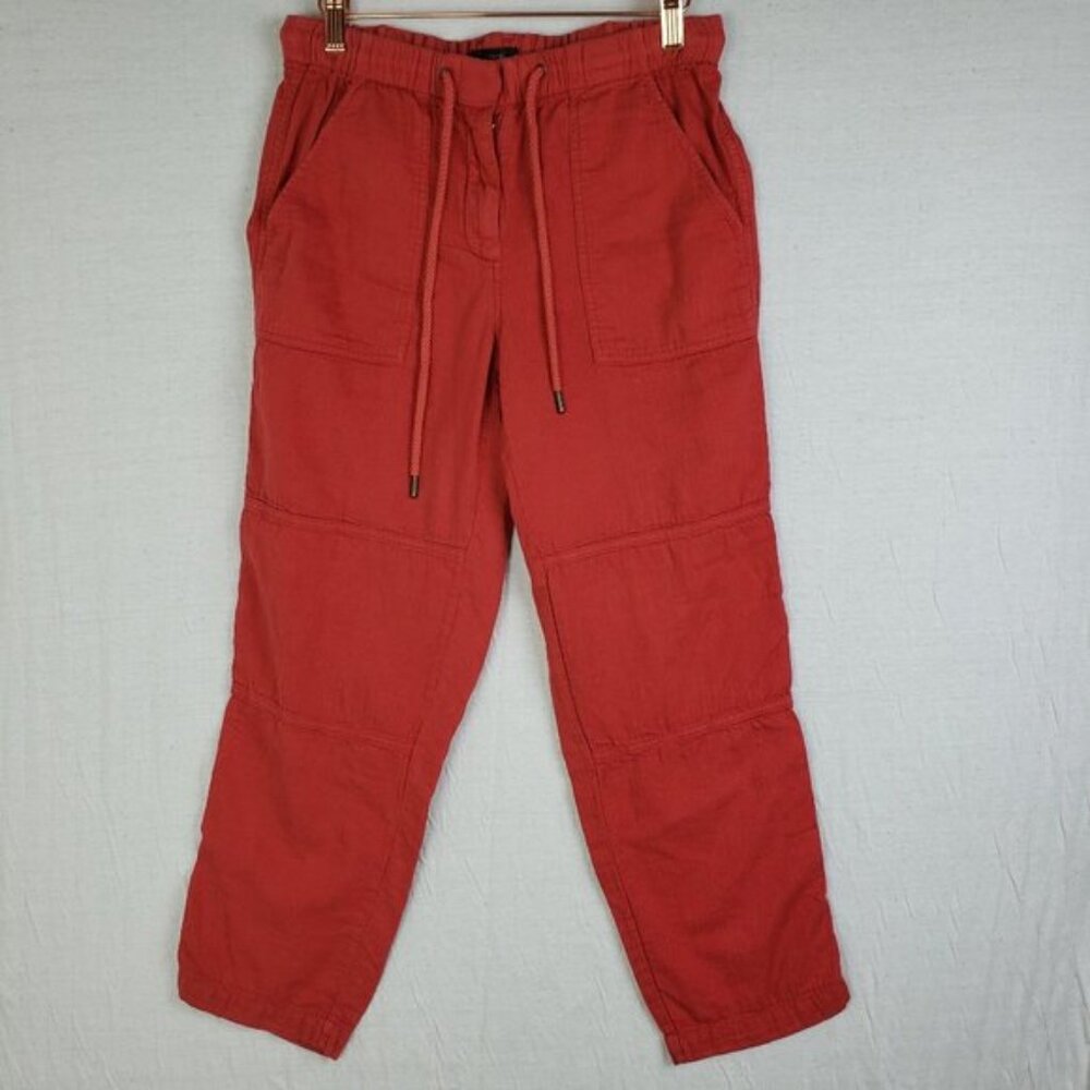 J. CREW Cargo Pants Red Gauzy Soft Cotton Drawstring Women’s size 6 Relaxed Fit